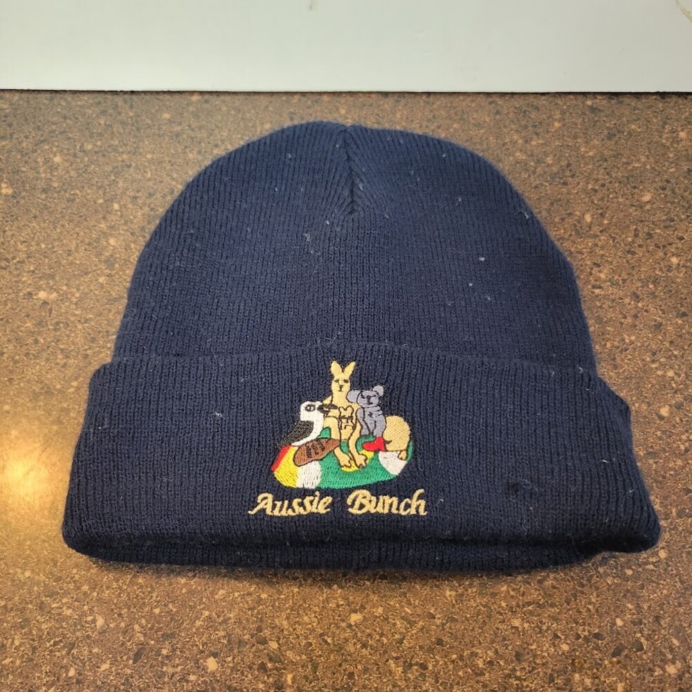 Embroidered Aussie Bunch Blue Australia Beanie Hat Cap